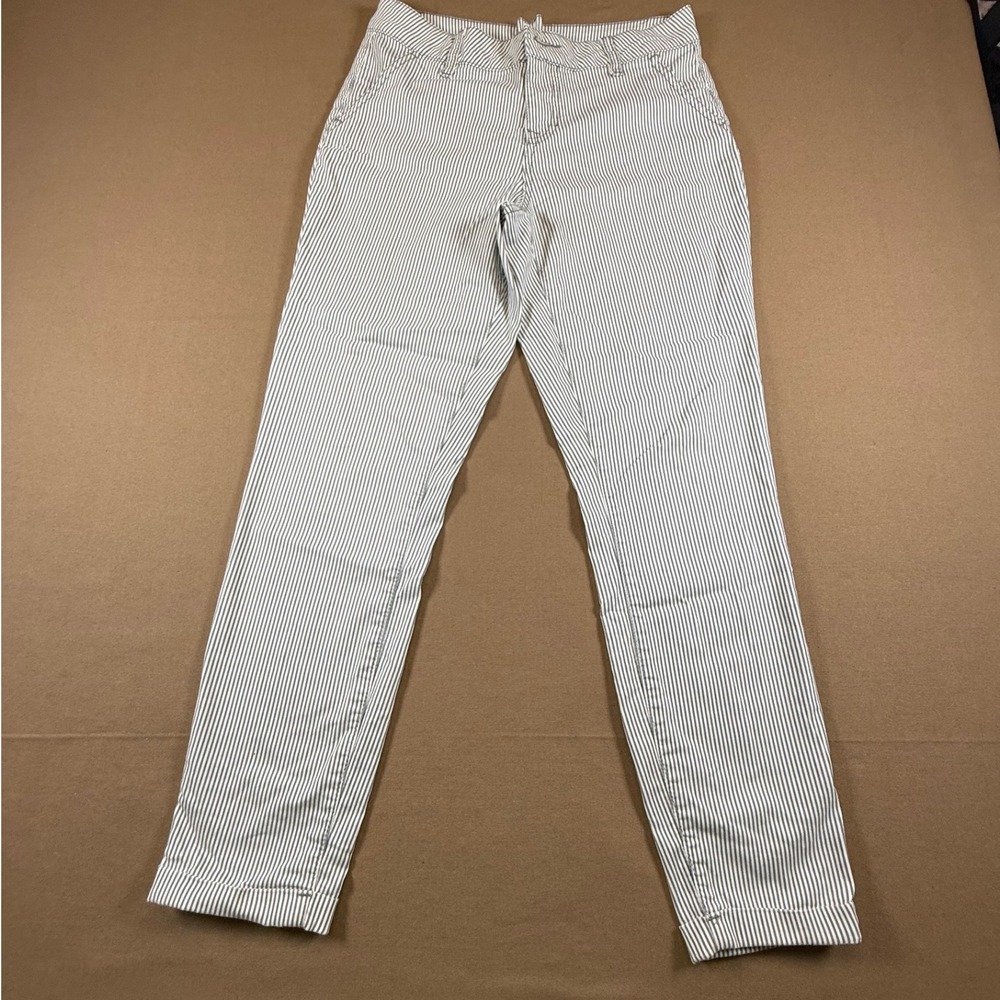 Old Navy Striped Slim Fit‎ Ankle Pants Women's Size 6 Gray & White Cotton Blend